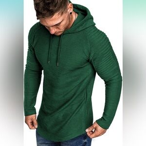 COPY - COOFANDY Athletic Pleated Raglan Long Sleeve Lightweight Hooded Sweatshi…